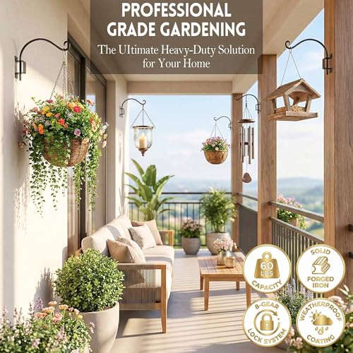 Lifyzoon Swivel Bird Feeder Hanger Hook: 12 Inch Swivel Hanging Plant Bracket, 50lbs Weight Capacity - Heavy Duty Outdoor Hooks for Hanging Bird Feeders, Flower Baskets, Lanterns, Wind Chimes - size: 12 Inch