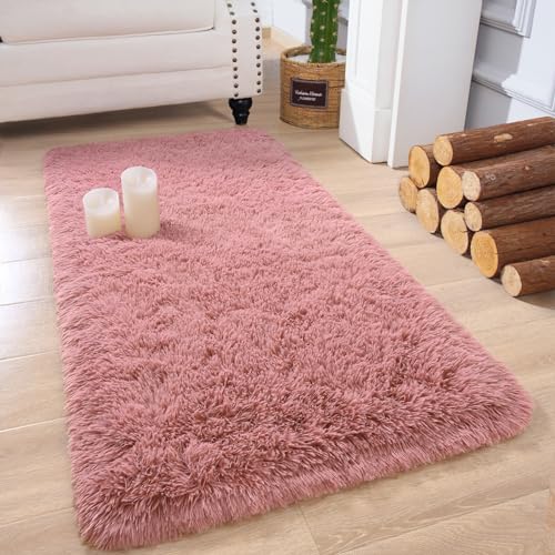 Chicrug Soft Runner Rug for Bedroom Living Room Plush Fluffy Rug 2x4 Feet, Shag Furry Runner Carpet Non Shedding for Nursery Children Kids Girls Room Home Decorative, Blush - color: Blush, size: 2' x 4' (Runner)
