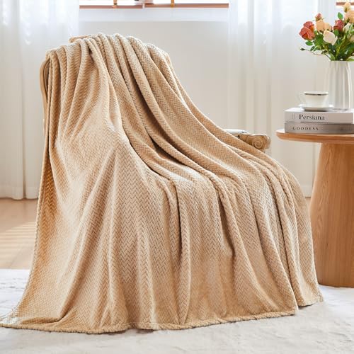 NEWCOSPLAY Super Soft Twin Blanket Brown Premium Silky Flannel Fleece Leaves Pattern Lightweight Bed Blanket All Season Use (Brown, Twin(60"x80")) - color: Brown, size: Twin(60"x80")