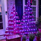 QITONG Solar Fairy Lights Outdoor Waterproof, 2 Pack Each 66ft 200 LED Purple Christmas String Lights, Silver Wire Twinkle Mini Lights with 8 Modes - color: Purple
