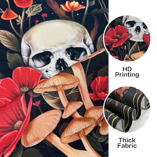 ARTCREATOR Pack of 2 Witchy Gothic Wall Bedroom Decor Moth Moon Tapestry Skull Mushroom Vertical Tapestries Retro Floral Flowers Tapestries for Bedroom Aesthetic Alt Room (12.8 x 51.2 inches) - color: colours