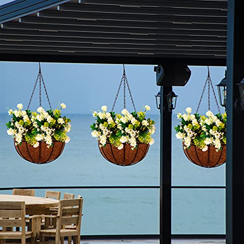 Hanging Planters Basket Outdoor Indoor(14 inch 4 Pack)-Coconut Coir Hanging Baskets for Plants Outdoor,Metal Wire Baskets with Coco Liner Window Box Planters, Hanging Flower Pots for Railings - size: 14 inch