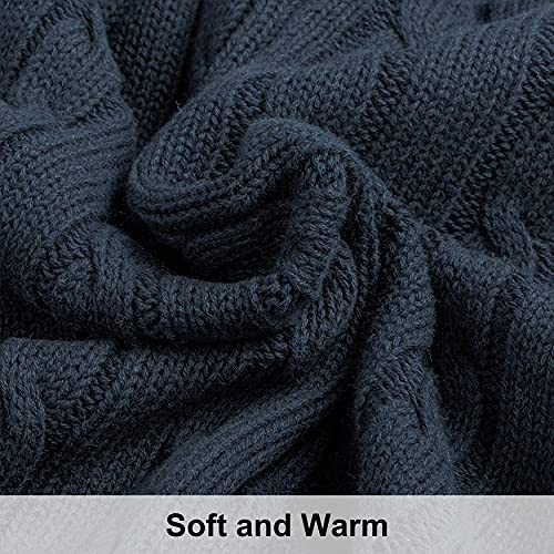 NTBAY 100% Pure Cotton Cable Knit Throw Blanket, Super Soft Warm 51x67 Knitted Throw Blanket for Couch, Sofa, Chair, Bed - Extra Cozy, Machine Washable, Comfortable Home Decor, Navy - color: Navy, size: Throw(51"x67")