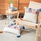 vctops Boho Tufted Throw Pillow Cover with Tassels, Bohemian Geometric Embroidery Cushion Cover Square Decorative Pillowcase for Sofa Couch Bedroom Home Decor, 18"x18" - size: 12"x20"