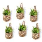 6 PCS Small Hanging Planters for Indoor Plants, Handmade Plant Hanger for 3.9" Pot, Woven Hanging Wall Plant Holder Basket for Succulents, Air Plants and Herbs, Boho Home Garden Decor