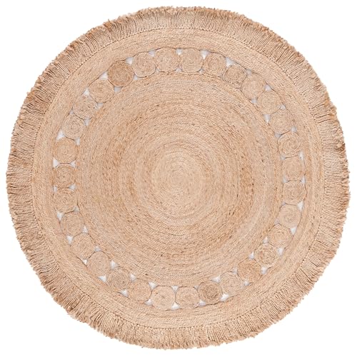 SAFAVIEH Natural Fiber Collection Area Rug - 6' Round, Natural, Farmhouse Jute Design, Ideal for High Traffic Areas in Living Room, Bedroom (NF175A) - color: Natural, size: 6' (Round)