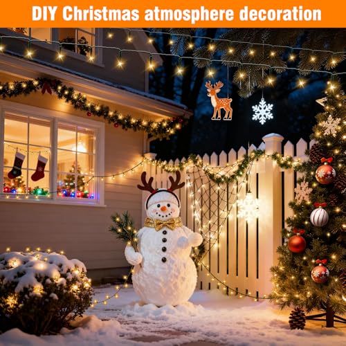 Nisocy 100FT LED String Lights Outdoor Waterproof – Warm White Fairy Lights with Plug, Connectable Christmas Tree Lights for Patio, Garden, Bedroom, Wedding, Party, Decor - style: 100FT, Warm White