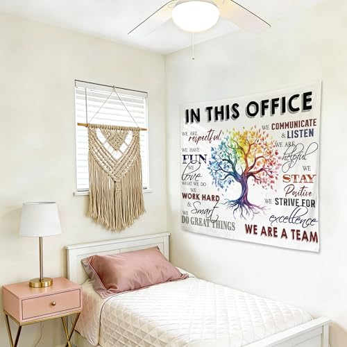 gsgfdshf Inspirational Office Wall Tapestry, in This Office We Are a Team Positive Motivational Tapestry Wall Hanging for Bedroom Home Workplace Decor, 50x60 Inch - color: Landscape Text-Tapestry-F
