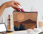 IWXYI Boho Mountain Sun forest Cosmetic Bag,Neutral Boho Mid-Century Sun Women's Makeup Make Up Bag Zipper Pouch Travel Toiletry Gifts For Women Teenage Girls Boho Lover - color: boho mountain