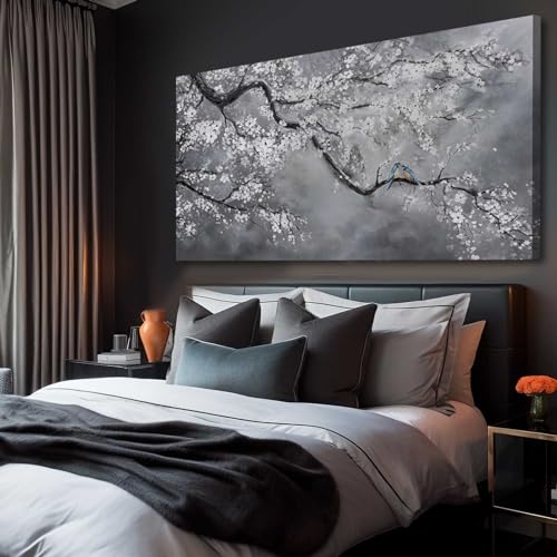 Artexist Canvas Wall Art/Grey Wall Decor 29"x58"/ Plum Blossom Oil Paintings/Large Artwork Wall for Living Room Bedroom Office Kitchen Home Decoration - color: Grey, size: 29"x58"