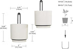 2 Pcs Wall Mounted Hanging Planter Vase for Indoor and Outdoor Plants Modern Metal Wall and Ceiling Planter Minimalist Flower Pot (White, 5.91 inch)