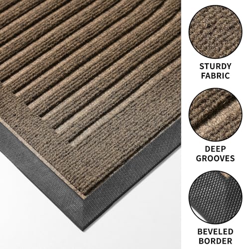 Heavy Duty Door mat Outdoor Indoor Entrance, Non Slip Welcome Mat, Natural Rubber Floor Mat for Entryway, Patio, Garage, Porch, 32"x47",Brown - color: Brown, size: 47"×32"