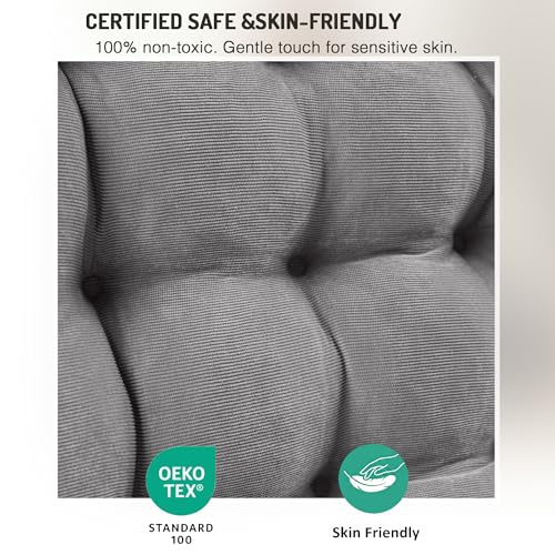 Meditation Floor Pillow Set of 2, Square Large Pillows Seating for Adults, Tufted Corduroy Cushion for Reading Corner, Dorm Room and Living Room, Grey, 22x22 Inch - color: Square | Grey | 2 Pack, size: 2 Pack
