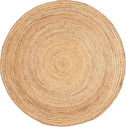 Super Area Rugs All Natural Soft Jute Braided Hand-Woven Rug Natural Beige 3' Round - color: Natural, size: 3' (Round)