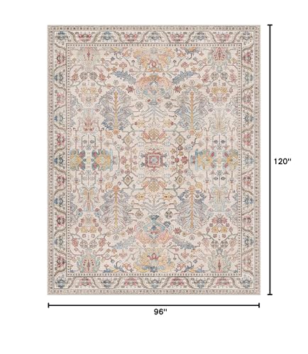 Area Rugs 8x10 Clearance Washable Boho Rug for Bedroom Living Room, Non Slip Thin Low Pile Chenille Carpet for Dining Room,Vintage Farmhouse, Retro Multi - color: Retro Multi, size: 8' x 10' (Rectangular)