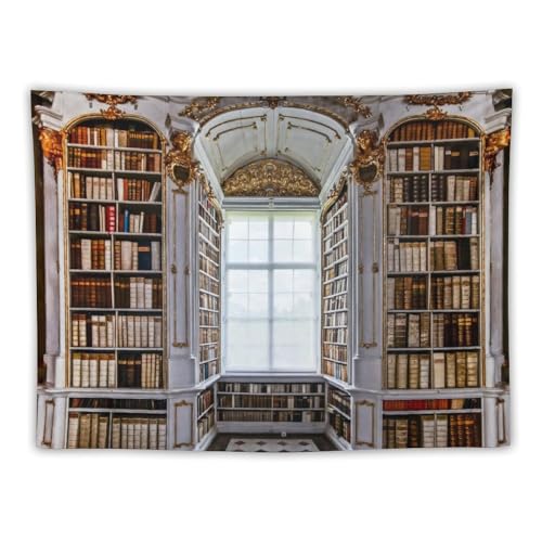 Houselerax Bookshelf Tapestry,Vintage Library Wall Hanging Tapestries,Old Books on Shelf Classical Study Room Student Study College Dorm Bedroom Living Room 60"x40" - color: Bookshelf-2, size: W60xL40in