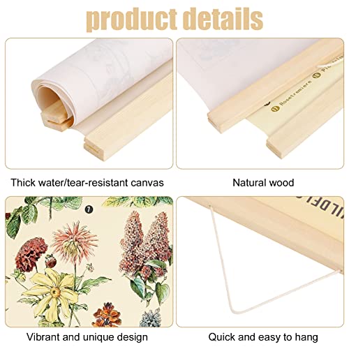 Chenkaiyang 2 Pcs Vintage Poster Hanging, Flowers Wall Hanging Botanical Rustic Retro Colorful Wall Art Prints Flower Chart Poster for Living Room Bedroom Office Play Room Decor,12.7 X 21.6 Inch - color: plants