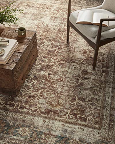 Loloi Magnolia Home by Joanna Gaines Sinclair Collection SIN-01 Rust/Lagoon 8'-6" x 11'-6", .25" Pile Height, Machine Washable, Area Rug - color: Rust / Lagoon, size: 8'6" x 11'6" (Rectangular)