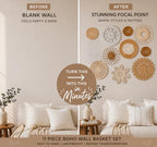 10 piece (Bohemian) Boho Wall Basket Decor – Handmade Woven Wall Baskets, Farmhouse Wall Art, Rustic Hanging Basket Set for Living Room, Bedroom & Kitchen Summer decoration - style: Bohemian