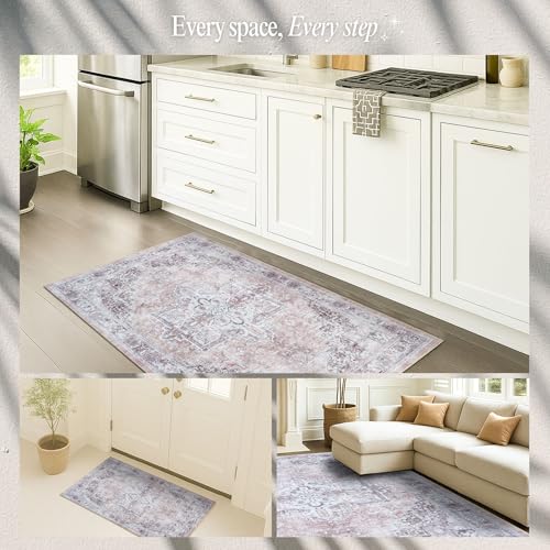 Fame Rugs Modern Oushak Rug 2x3, Vintage Doormat Turkish Colorful Oriental Antique Inspired Washable Small Area Rug, Luxury Living Room Bedroom (381LB, 2' x 3') - color: 392tw, size: 2' x 3' (Rectangular)