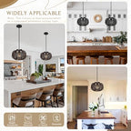 Black Rattan Pendant Light 12.6 in Rattan Light Fixture Wicker Chandelier Woven Pendant Light Boho Chandelier for Foyer - color: 12.5" Black