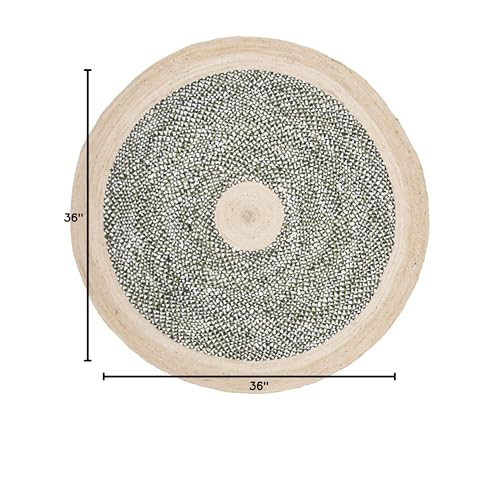 SAFAVIEH Cape Cod Collection 3' Round Green / Natural CAP210Y Handmade Braided Jute & Cotton Area Rug - color: Green/Natural, size: 3' (Round)