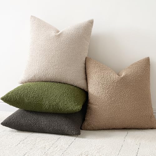 Pack of 2 12x20 Inch Decorative Boucle Throw Pillow Covers Textured Lumbar Pillowcaes Accent Solid Cozy Soft Cushion Covers Home Decor for Sofa Couch Living Room Home Decor,Neutral - color: Neutral, size: 20" x 12" (Pack of 2)