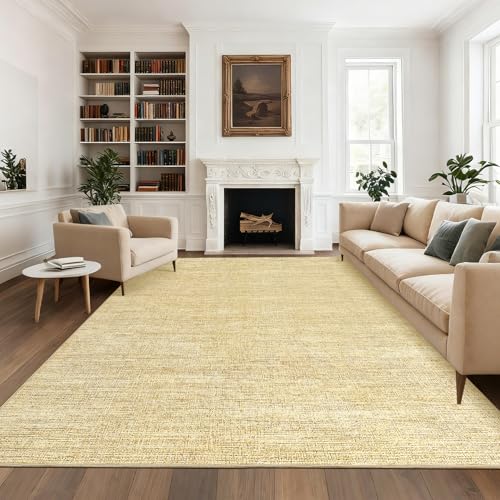 9x12 Area Rugs for Living Room Washable Solid Large Bedroom Rugs Non Slip Soft Modern Abstract Dining Room Throw Carpet Minimalist Classic Plain Area Rug for Nursery Kitchen Home Office, Tan - color: Tan, size: 9' x 12' (Rectangular)