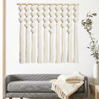 RUIZHIXUAN Large Macrame Wall Hanging Macrame Ball Wall Hangings Tapestry Cotton Textile Boho Wall Decor Art Bohemian headboard Handwoven 39" Wx38” L(Cream) - color: Cream