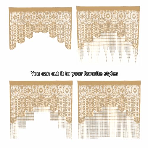Lace Door String Curtain for Doorways，Bohemian Curtains Window Wall Closet Bedroom Kitchen Hippie Hanging Panels Boho Room Divider - color: Champange, size: 39"W x 79"L (Pack of 1)
