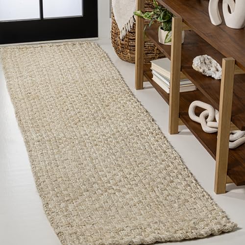 JONATHAN Y Estera Hand Woven Boucle Chunky Jute Ivory Runner Rug, 2x8, Bohemian, Transitional, Easy-Cleaning for Living Room, Bedroom, Kitchen, Pet Friendly, Non-Shedding (NFR102B-28) - color: Ivory, size: 2'2" x 8' (Runner)