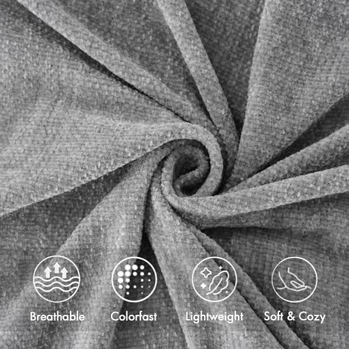 BATTILO HOME Light Gray Chenille Throw Blanket for Couch, Soft Cozy Textured Knit Throw Blanket with Handmade Fringe Tassels, Lightweight Decorative Farmhouse Blanket for Sofa Bed Chair, 50"x60" - color: Light Grey