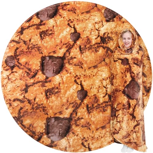 CASOFU Cookies Blanket, White Elephant Gift for Adults Teens Kids Men Women, 285 GSM Soft and Comfortable Flannel Realistic Food Blanket Funny Birthday Gag Gifts for Boys and Girls(Caramel, 60 inches) - color: Caramel, size: 60 inches