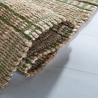 SAFAVIEH Natural Fiber Collection Area Rug - 5' x 8', Green & Natural, Handmade Boho Stripe Farmhouse Rustic Jute & Cotton, Ideal for High Traffic Areas in Living Room, Bedroom (NFB656Y) - color: Green/Natural, size: 5' x 8' (Rectangular)