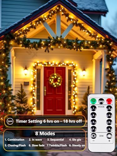6 Pack 100 LED Fairy Lights Battery Operated with Remote, 33FT Waterproof Twinkle Lights with Timer & 8 Modes, Fairy String Light Outdoor Indoor for Bedroom Classroom DIY Christmas Decor (Warm White) - color: Warm White, size: 6 Pack
