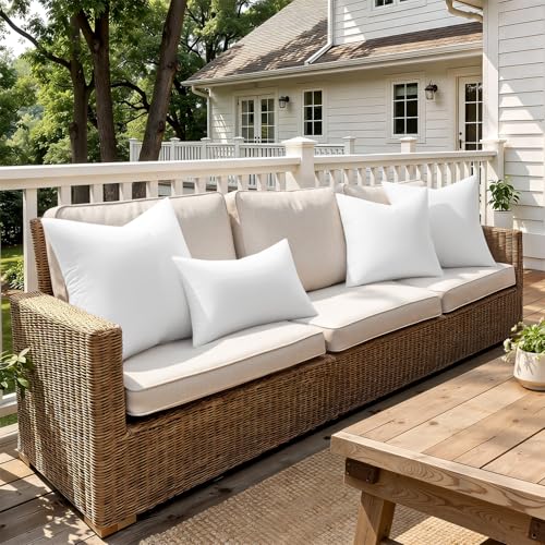 MIULEE Outdoor Pillow Inserts 16x16 Pack of 4 Waterproof Throw Pillow Inserts Decorative 100% Virgin Fibers Filling for Patio Sofa Couch - size: 16x16 Inch
