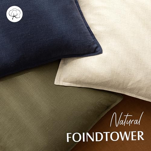 Foindtower Pack of 2, Decorative Linen Soild Throw Pillow Covers Soft Accent Cushion Case Boho Farmhouse Neutral Pillowcase for Couch Sofa Bedroom Living Room Home Decor 18 x 18 Inch Natural Beige - color: Natural Beige, size: 18" x 18" (Pack of 2)