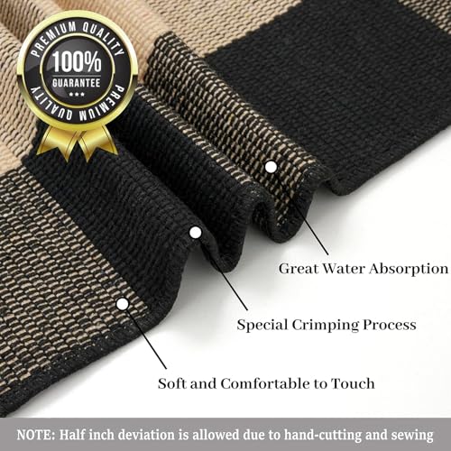 KILOCOCO Buffalo Plaid Checkered Rug - 3x5 Front Door Rug Brown and Black Indoor Cotton Washable Front Porch Layered Doormats for Kitchen/Laundry Room/Farmhouse/Entryway Outdoor - color: Brown and Black, size: 3' x 5' (Rectangular)