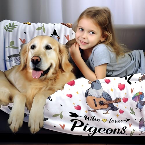 Pigeon Blanket Gifts for Women Girls Kids Adults,Plush Soft Flannel Cute Bird Pigeon Stuff Throw Blanket for Living Room Home Sofa Travel Decor 60"x50" - color: Pigeon, size: 60"x50"