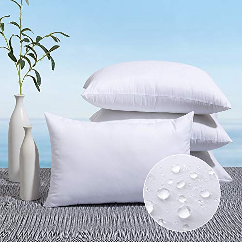 MIULEE Pack of 4 12x20 Outdoor Pillow Inserts, Water-Resistant Throw Pillow Inserts Decorative Premium Rectangle Pillow Stuffer Sham for Porch Swing Couch Sofa Cushion Patio Furniture - size: 12x20 Inch (Pack of 4)
