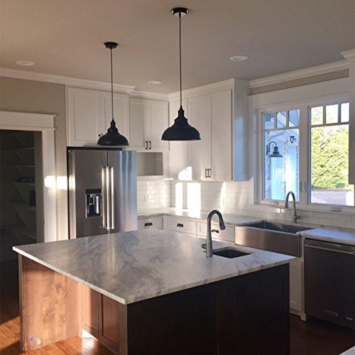 Lightess Black Pendant Light Dimmable, Industrial Hanging Lights Metal Barn Farmhouse Kitchen Lighting Edison Ceiling Mount Fixture, OLL466 - color: Corded