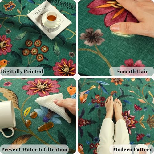Vintage Medallion Floral Kitchen Runner 2x6, Machine Washable Rug, Soft Low Pile, Non-Slip Carpet for Hallways, Laundry, Bedroom, Bathroom, Entryway | Green - color: Green, size: 2' x 6' (Rectangular)
