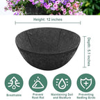 Riare 8 Pack 12 Inch Round Fabric Planter Basket Liner- Hanging Basket Liners Replacement Coco Fiber Liner Alternative for Hanging Basket Flowers (Prevent Birds from Nesting) - size: 12inch
