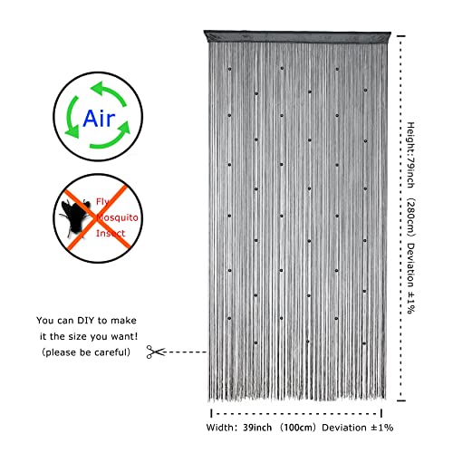 YaoYue Beaded Curtain Door String Curtains for Doorway Tassels Beads Hanging Fringe Hippie Room Divider Window Hallway Entrance Wall Closet Bedroom Privacy Decor (39×79in/100×200cm, Grey) - color: Grey, size: 39"W x 79"L (Pack of 1)