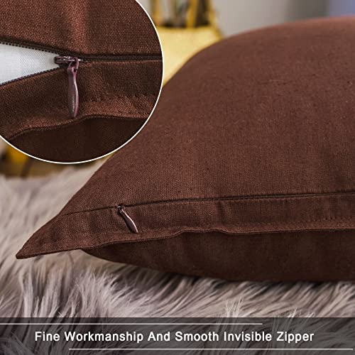 Jeanerlor Natural Cotton Linen Green Decorative 12"x20" Throw Pillow Case Cushion Cover with Twin Needles Stitch on Edge for Lumbar, (30 x 50cm), 2 Pcs, Reddish Brown - color: Reddish Brown, size: 20" x 12" (Pack of 2)