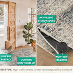 Bloom Rugs Caria Washable Non-Slip 7 ft Runner - Beige Brown/Teal Traditional Runner for Entryway, Hallway, Bathroom, and Kitchen - Exact Size: 2'6" x 7' - color: Beige Brown / Teal, size: 2'6" x 7' (Runner)