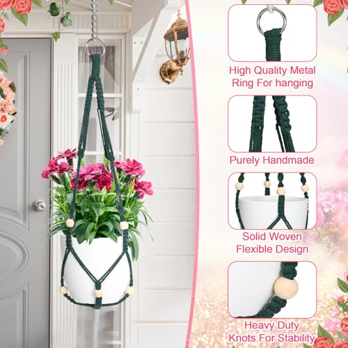 Hoteam 12 Pcs Macrame Plant Hangers Macrame Hanging Planters for Indoor Plants Handmade Boho Hanging Baskets Flower Pots Holder for Outdoor Home Wall Decor - color: Multicolor