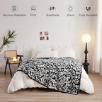 MH MYLUNE HOME Ultra Soft Leopard Throw Blanket (50x60 inches) Microfiber Blanket Plush Warm Reversible Cheetah Blanket Leopard Pattern Throw for Couch Bed Sofa - Black and White, 50"x60" - color: Leopard Black White, size: 50"x60" - 550 GSM