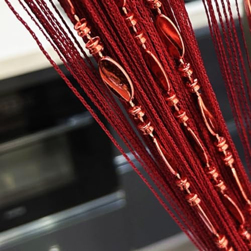 ave split 100cmX200cm Decorative Door String Curtain Beads Wall Panel Fringe Window Room Divider Blind for Wedding Coffee House Parts Door Divider Beads Tassel Screen Decoration (red Wine 25) - color: Red Wine 25