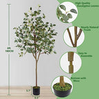 Warmplants Artificial Eucalyptus Tree, 6ft Tall Fake Eucalyptus Plant with Basket, Green Silver Dollars Silk Leaves Faux Tree for Home Office Livingroom Floor Decor Indoor - size: 6ft